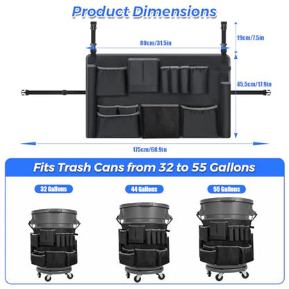 1680D Trash Can Caddy Bag, 10 Pockets Organizer