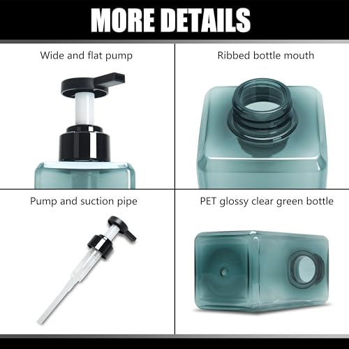 Soap Dispenser Bathroom, YACEYACE 16.9oz Set of 3 Clear Blue - color: Clear Grey Blue, size: 2.5"L x 2.5"W x 7.6"H