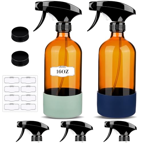 ZENOWICK 2 Pack/16 Oz Glass Spray Bottles, Refillable Empty Containers