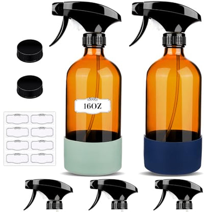 ZENOWICK 2 Pack/16 Oz Glass Spray Bottles, Refillable Empty Containers