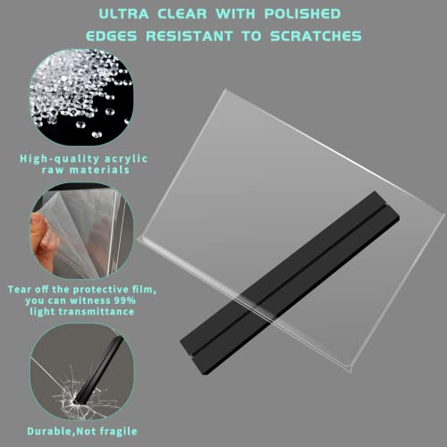 Acrylic Sign Holder 8.5 x 11 Plastic Sign Holder, 2 Pack, T Shape Clear Table Top Holders, Double Sided Paper Desktop Display Stand, Horizontal Ad Frames, Flyer Document, for Store, Office, Horizontal