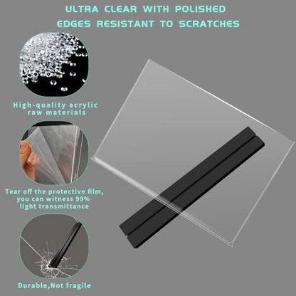 Acrylic Sign Holder 8.5 x 11 Plastic Sign Holder, 2 Pack, T Shape Clear Table Top Holders, Double Sided Paper Desktop Display Stand, Horizontal Ad Frames, Flyer Document, for Store, Office, Horizontal