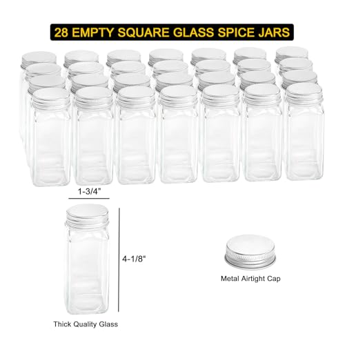 SpaceAid Spice Rack with 24 Spice Jars, 386 Spice Labels, Chalk Marker and Funnel, Wood Hanging Seasoning Shelf for Cabinet Door or Wall Mount (4 Pack) - style: Racks with Jars