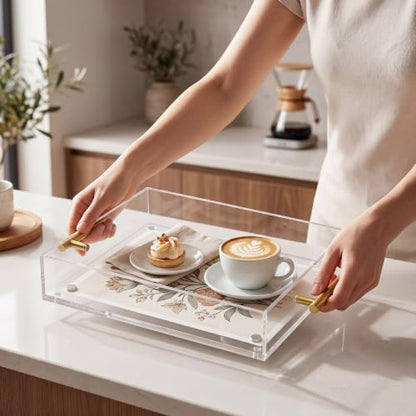 Novabright 2 Pack Clear Acrylic Serving Tray with Magnetic Mat Insert