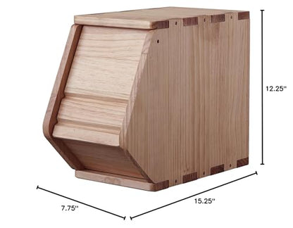 Stackable Solid Wood Storage Chests, Modular Bins with Lids, 7.75"W - size: 15.25"D x 7.75"W x 12.25"H