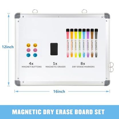 LUCYCAZ Weekly Dry Erase Board, 16" x 12" Magnetic Dry Erase Board for Wall, Hanging Double-Sided to Do List Whiteboard, Small Weekly Planning Board for School, Home, Office - size: 13"W x 16.5"H