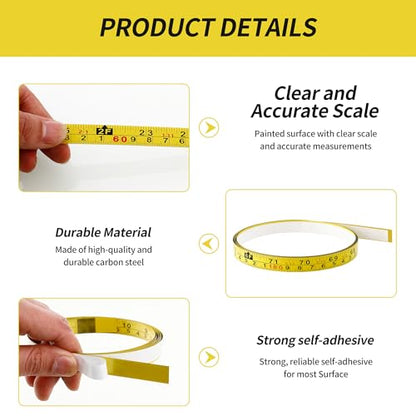 2Pcs Steel Self-Adhesive Measuring Tape, Imperial & Metric Tape Ruler - size: 4m