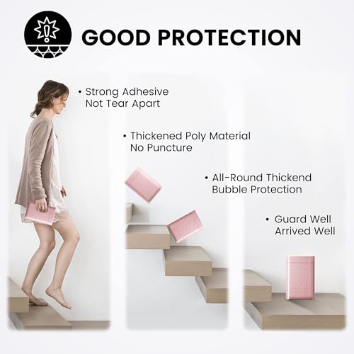 Fuxury Small Bubble Mailers Bulk 4x8" 800 Pack Light Pink Padded Envelopes - color: Light Pink, size: 4×8" 800PC