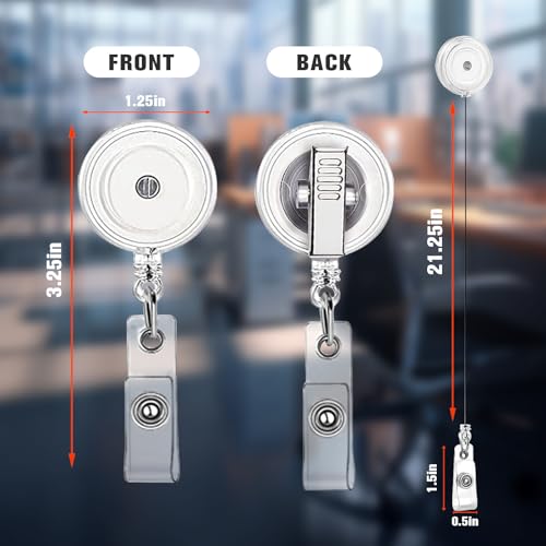 Retractable Badge Reels with Swivel Alligator Clip,Heavy Duty Badge Holders - color: Translucent Clear