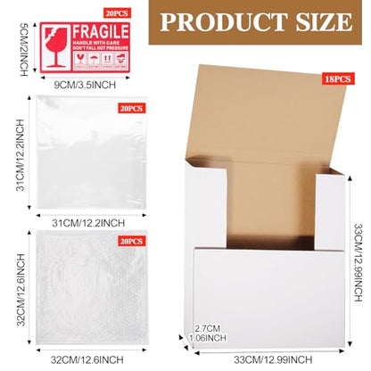 18 Sets 12.6 x 12.6 x 1" Vinyl Record Shipping Boxes, White - color: White