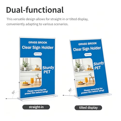 3 Pack 8.5x11 Clear Acrylic Sign Holder, Clear Display, Stand By Straight or Tilted, Vertical Double-Sided Desktop Picture Frame, Menu Holder, Certificate Frame - size: 3 pack 8.5*11"