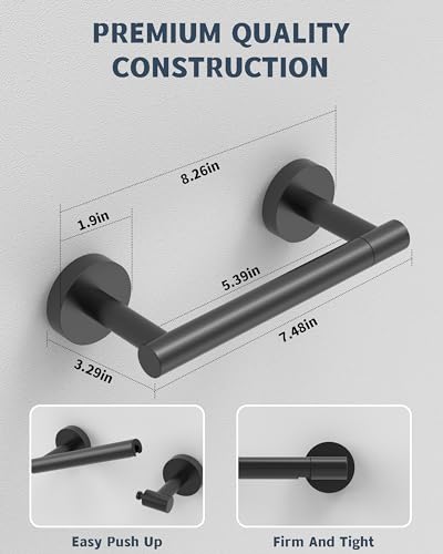 RARXTR Matte Black Toilet Paper Holder SUS304 Stainless Steel Double Post Pivoting Toilet Paper Roll Holder Wall Mounted Toilet Tissue Holder for Commercial Bathroom RV - color: Matte Black