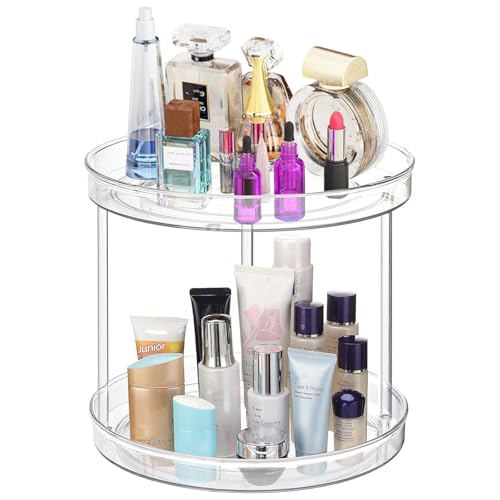 URALFA 2 Tier Lazy Susan Turntable, 9 Inch Clear Organizer for Cabinet - size: 9 Inch / 2 Tier / 1 Pack