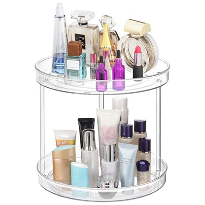 URALFA 2 Tier Lazy Susan Turntable, 9 Inch Clear Organizer for Cabinet - size: 9 Inch / 2 Tier / 1 Pack