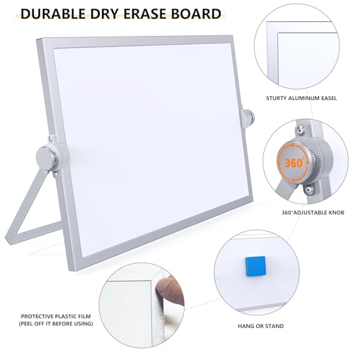 Small Dry Erase White Board,Magnetic Desktop Whiteboard with Stand - size: 12"W x 7.9"H