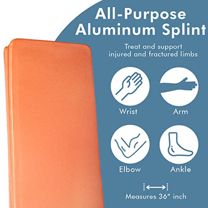 NOVAMEDIC Pack of 120 First Aid Padded Universal Aluminum Splints - 36 inch, Brace for Splinting Hands, Legs, Wrist, Ankle and Fractured or Injured Limbs, Flat Folded, Waterproof - size: Pack of 120