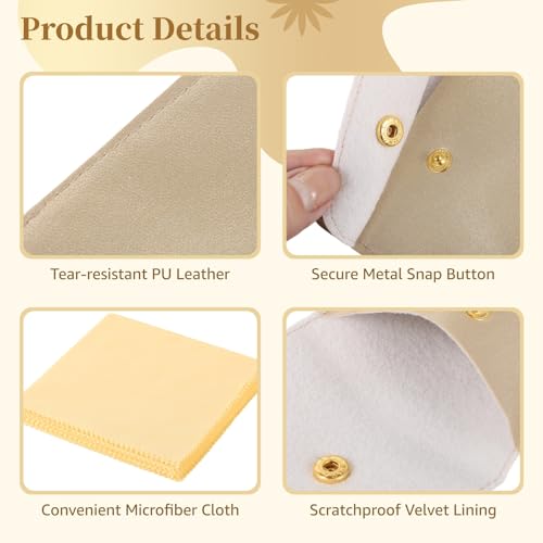 120 Pcs Jewelry Pouches, PU Leather Jewelry Packaging Bags with Cleaning Cloths, Jewelry Organizer Pouches with Snap Buttons, Luxurious Jewelry Present Bags for Earrings, Bracelets - color: gold,240PCS