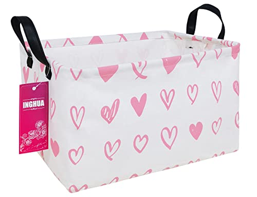 Rectangular Pink heart Storage Basket - color: Rec-Pink hearts