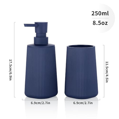 YAUKPH Bathroom Soap Dispenser and Toothbrush Holder Striped Blue - color: Striped Blue