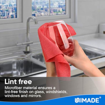 UNIMADE Microfiber Cleaning Cloth, 20 Pack Reusable Microfiber Towels - color: Red, size: 20PK