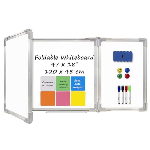 Whiteboard Set, 47x18 in White Board Dry Erase for Wall with Magnetic Notes - size: 47x18"