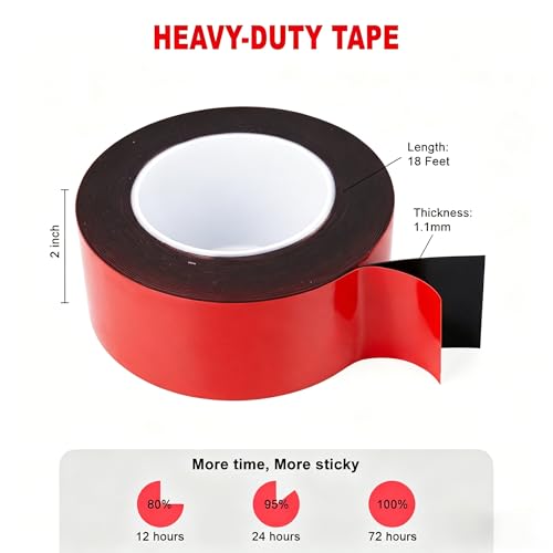 SANKA Double Sided Heavy Duty Mounting Tape, Black 2in x 18 ft 1.1 mm Thick - color: Black, size: 2 in x 18 ft