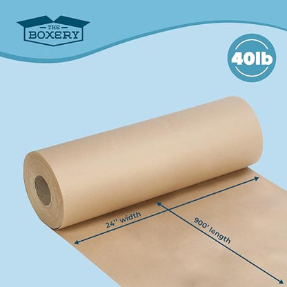 The Boxery 24 inch x 900 feet Brown Kraft Paper Roll, 40 lb Thickness Packing Paper for Shipping, Moving, Void Fill, Gift Wrapping, Arts & Crafts & Bulletin Boards, Made in the USA - size: 24"x 900'- 40lb