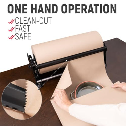 24" Paper Dispenser with Cutter + 30 lb Natural Brown Kraft Paper Roll - color: 1 Roll + Dispenser, size: 24" x 1200' 30 Lb