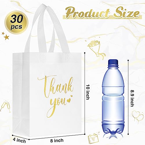 Sweetude 30 Thank You Non Woven Gift Bag, 10 x 8 x 4 Inch, White - color: White, size: 1 Count (Pack of 30)