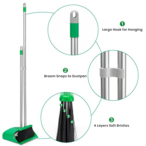TreeLen Broom and Dustpan Set - Simplify Cleaning Your Home Ktichen Office with Ease - color: Green