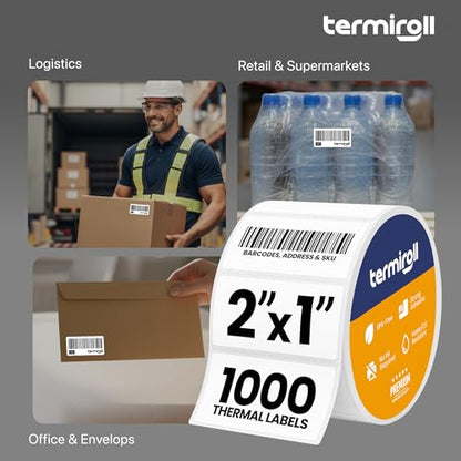 2x1 Thermal Labels Roll – 1000 Labels for Barcode, SKU & FNSKU – Direct Thermal, Strong Adhesive, Jam-Free Printing – Compatible with Rollo, Zebra, Munbyn (Not for Large Shipping Labels) - size: 2x1 - 1 Roll | 1000 Labels