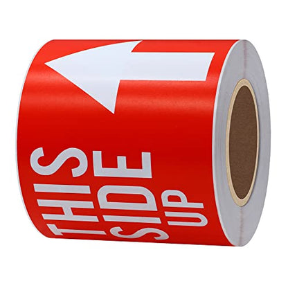 Hybsk 3x5 Inch This Side Up Warning Stickers for Shipping and Packing Total 100 Per Roll - size: 3x5 inch
