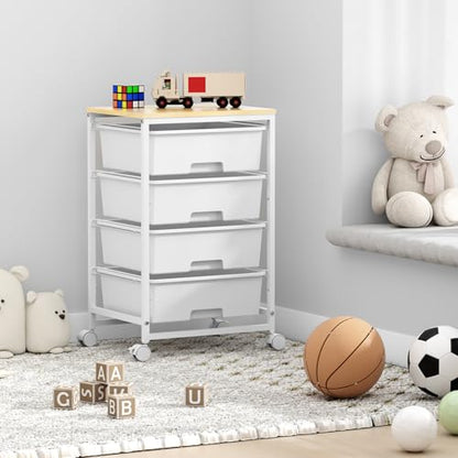 SYKIARIOL Rolling Cart with Drawers, 4-Drawer Utility Cart, Bright White - color: Bright White