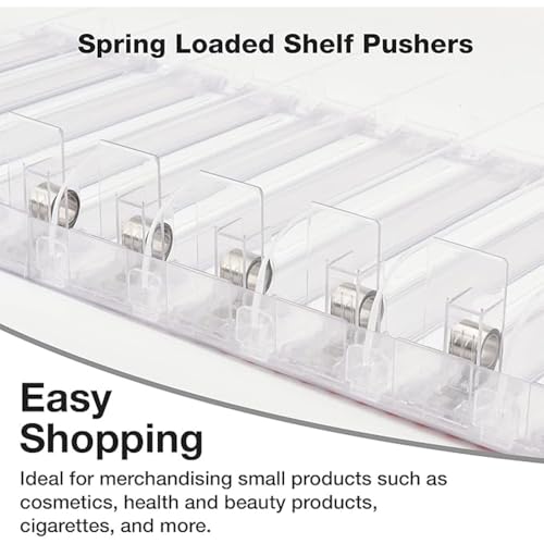 20-Pack 4 FT, 7N Spring-Loaded Shelf Pushers for 12-Inch Gondola Shelves – Weight Capacities Up to 13-to-18 OZ - size: 7N (13-to-18 OZ)