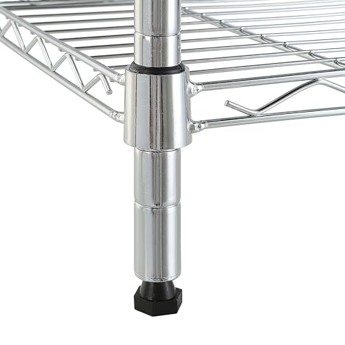 Amazon Basics 5-Shelf Tower Adjustable Storage Shelving Unit, Chrome, 16" x 16" x 54", 150 lbs Per Shelf - color: Chrome, size: 16"L x 16" W x 54"H, style: 5 -Shelf