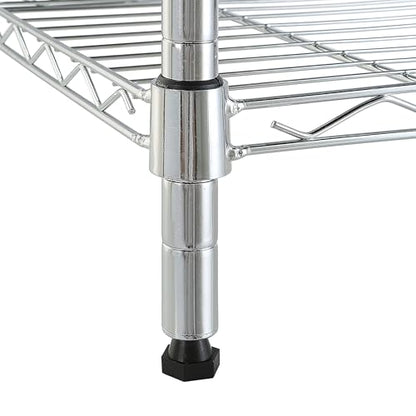 Amazon Basics 5-Shelf Tower Adjustable Storage Shelving Unit, Chrome, 16" x 16" x 54", 150 lbs Per Shelf - color: Chrome, size: 16"L x 16" W x 54"H, style: 5 -Shelf