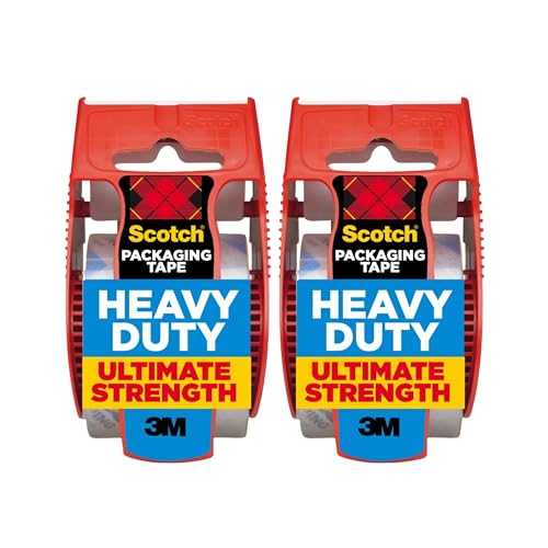 Scotch Heavy Duty Shipping Packing Tape, Clear, Packing Tape for Moving Boxes and Packaging Supplies, 1.88 in. x 22.2 yd., 2 Roll Dispensers, Moving Supplies - size: 2 Rolls