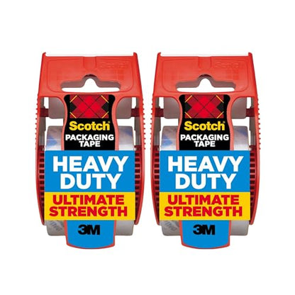 Scotch Heavy Duty Shipping Packing Tape, Clear, Packing Tape for Moving Boxes and Packaging Supplies, 1.88 in. x 22.2 yd., 2 Roll Dispensers, Moving Supplies - size: 2 Rolls