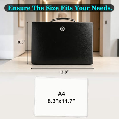 xydled Fireproof Document Box with Key Lock, Fire Safe Box, Black - color: Black, size: Large