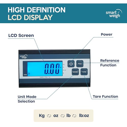 Smart Weigh Digital Shipping Scale, 440 lb x 1 oz, Black Steel Platform - color: 440 lbs Stamping