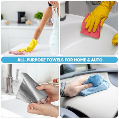 AIDEA Red Microfiber Cleaning Cloth Roll-75PK, Paper Towels 11.5"×11.5" - color: Red