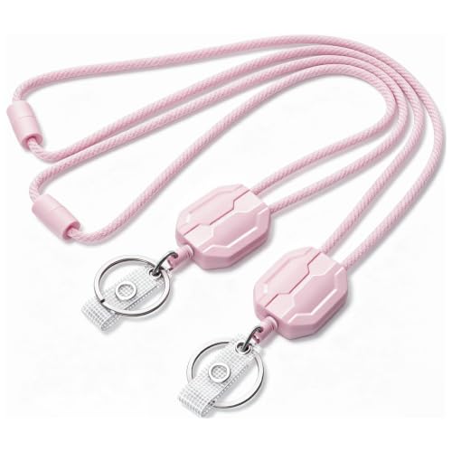 Oaridey 2 Pack Retractable Lanyards for ID Badges Holder, Safety Breakaway - color: 2 Packs-pink