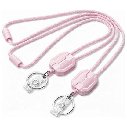 Oaridey 2 Pack Retractable Lanyards for ID Badges Holder, Safety Breakaway - color: 2 Packs-pink
