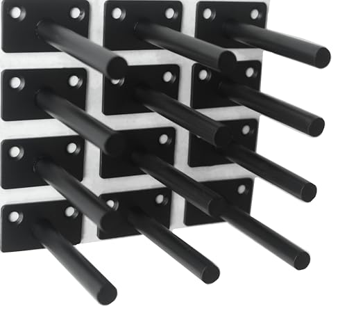 12 Pcs 4" Black Solid Steel Floating Shelf Bracket Blind Shelf Supports - Hidden Brackets for Floating Wood Shelves - Concealed Blind Shelf Support – Screws and Wall Plugs Included - size: 4 Inch, style: 12 Pack-Solid