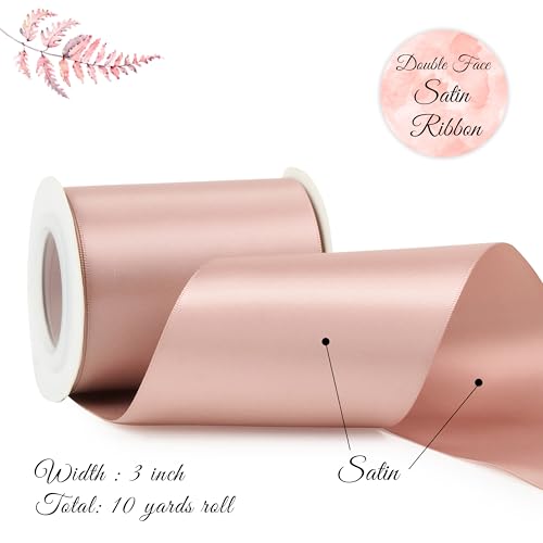 Dusty Rose Double-Faced Satin Ribbon, 3 Inch x 10 Yards - color: Dusty Rose