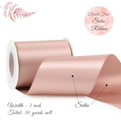 Dusty Rose Double-Faced Satin Ribbon, 3 Inch x 10 Yards - color: Dusty Rose