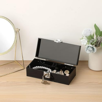 Acrylic Cash Box with Lock, Black Money Holder Organizer - color: Black, size: 7 x 3.1 x 2.3 Inch