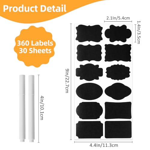 Homrelaxy 360 Pcs Chalkboard Labels Stickers for Glass Jars, 2.1"x 1.4" - size: 2.1"x1.4"