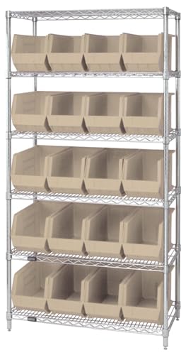 Quantum Storage QUS265 Ultra Stack and Hang Bins - 18" x 8-1/4" x 9" - 6 Pack - color: Ivory