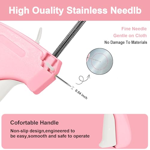 Stitch Gun for Clothes, Mini Stitchy Sewing Gun, Handheld Tagging Gun for Quick Clothing Fixer- Includes 6 Needle, 2000 Black Fasteners & 2000 White Fasteners